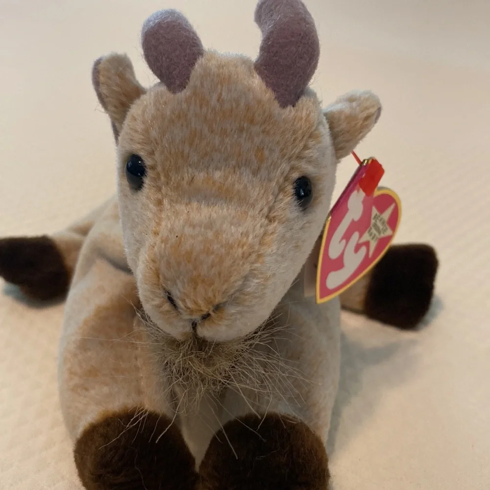 Ty Beanie Baby Brown Tan Goatee Goat Stuffed Animal Collectible Toy with Tag